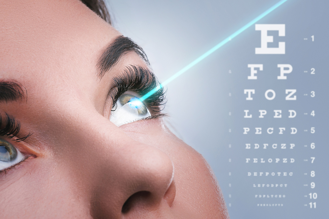 δέσμη laser σε ανθρώπινο μάτι